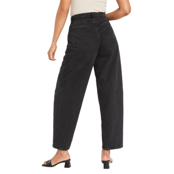 Old Navy 100% Cotton Dark Grey Faded Wash Extra High Rise Ballon Loose Jeans - Picture 5 of 7